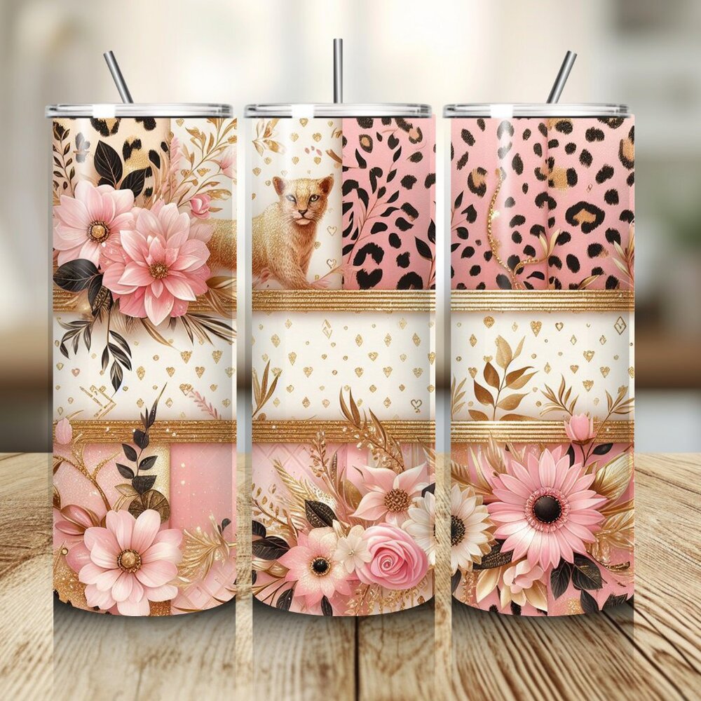 Pink Floral Tumbler 20 oz